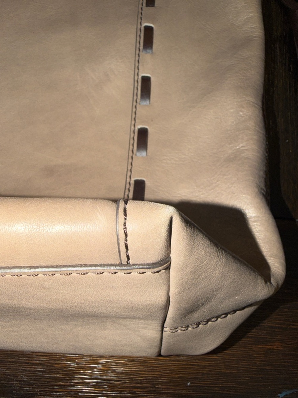 COACH Soft Taupe Leather Shoulder Bag with Braided Dark Brown Handle - Picture 7 of 16